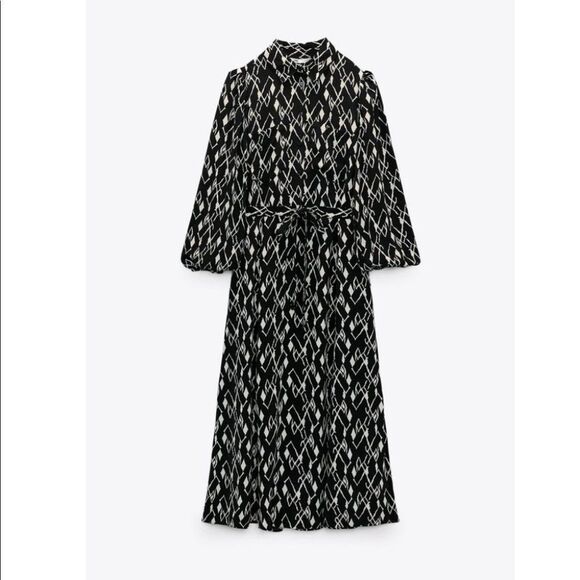 ZARA PRINTED SHIRT DRESS - Picture 1 of 7